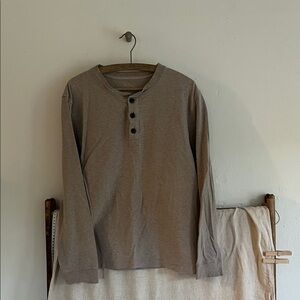 St. John's Bay Taupe Long Sleeve Henley Shirt